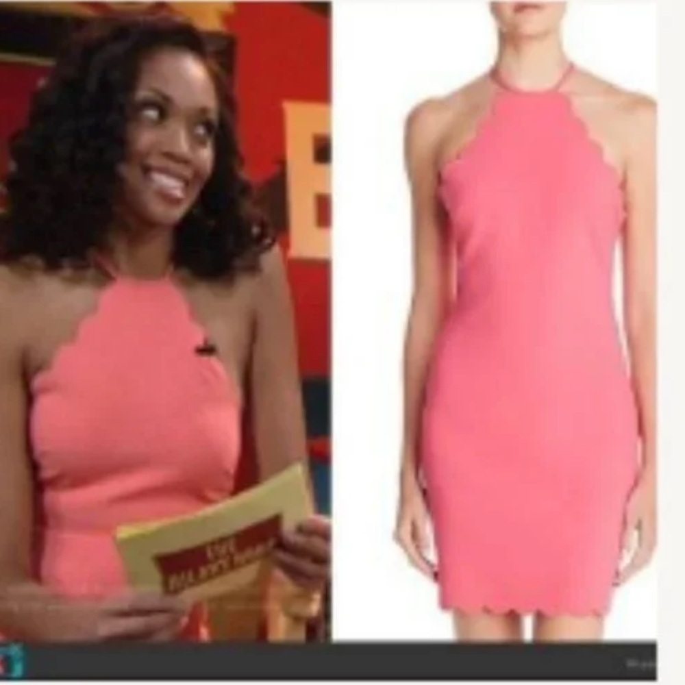 Likely Scalloped Coral Mini Dress women 4 event cocktail party